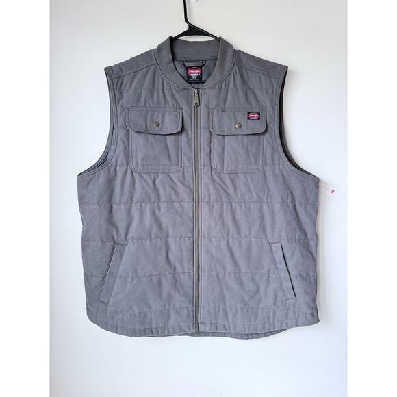 Wrangler Other - Wrangler Workwear Gilet Vest Men's 2XL Canvas Brown Lined Full Zip Gray